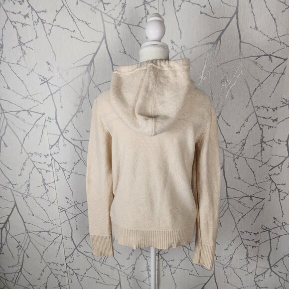 Banana Republic Ivory Cotton Wool Knit Toggle Hooded Cardigan - Picture 4 of 6